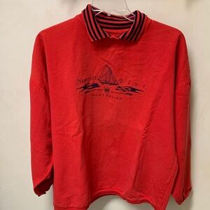 Women’s M/L Red Newport Blue Pullover with Nautical Design